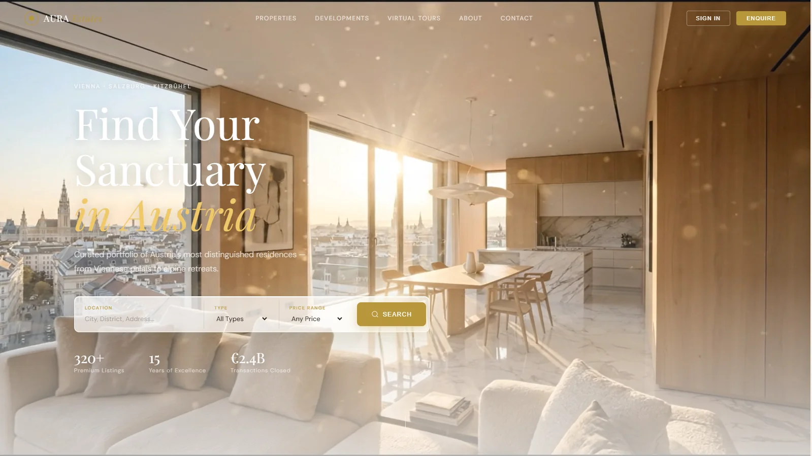Lumova Referenz: Aura Estates — Website für ein Immobilienunternehmen